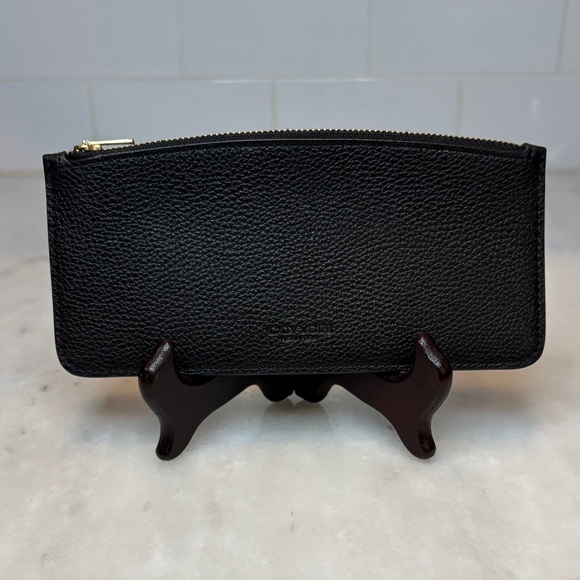 Coach Pebbled Leather Card Holder Pouch Wallet - Picture 1 of 16